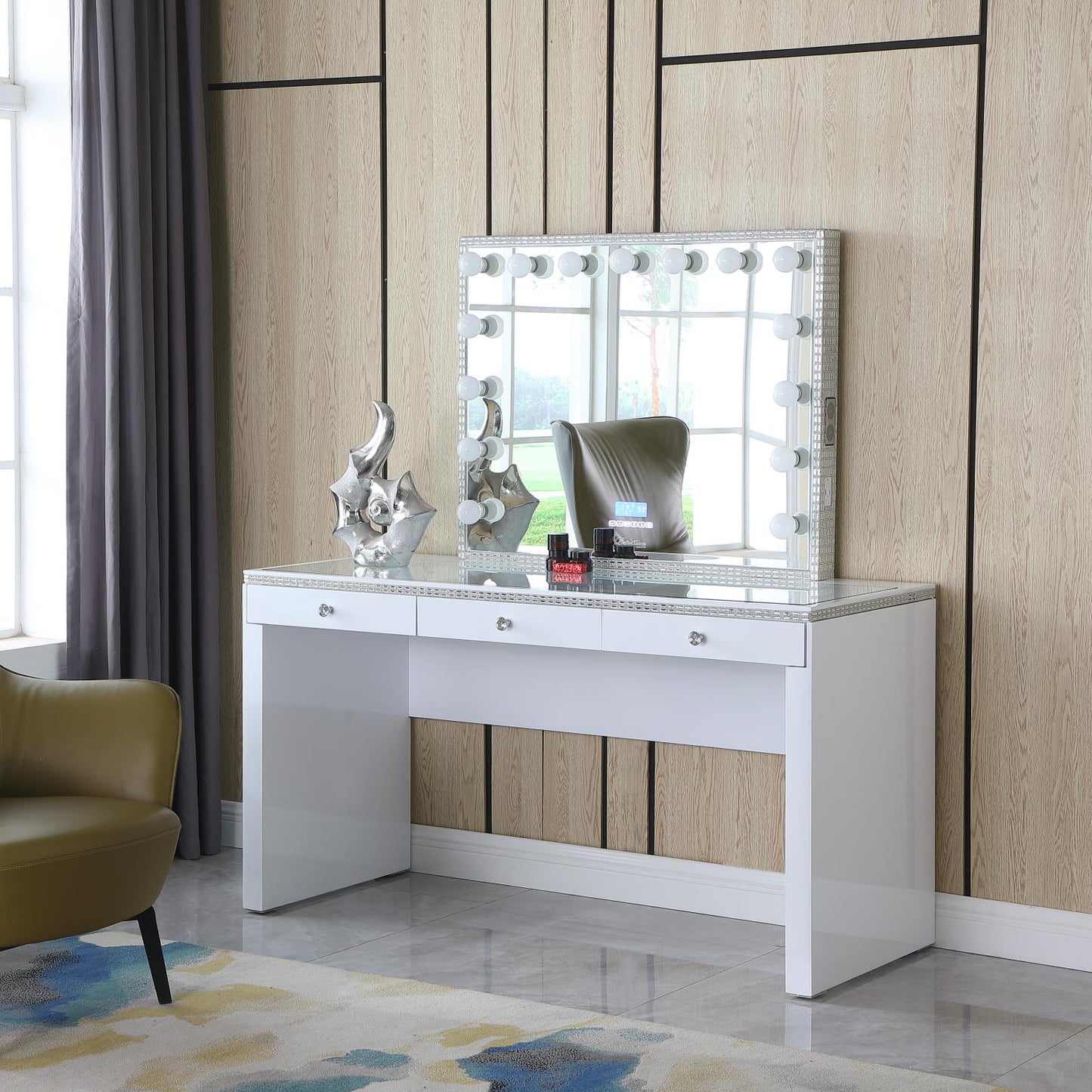 BRIELLE Vanity Desk with 3 Drawers White