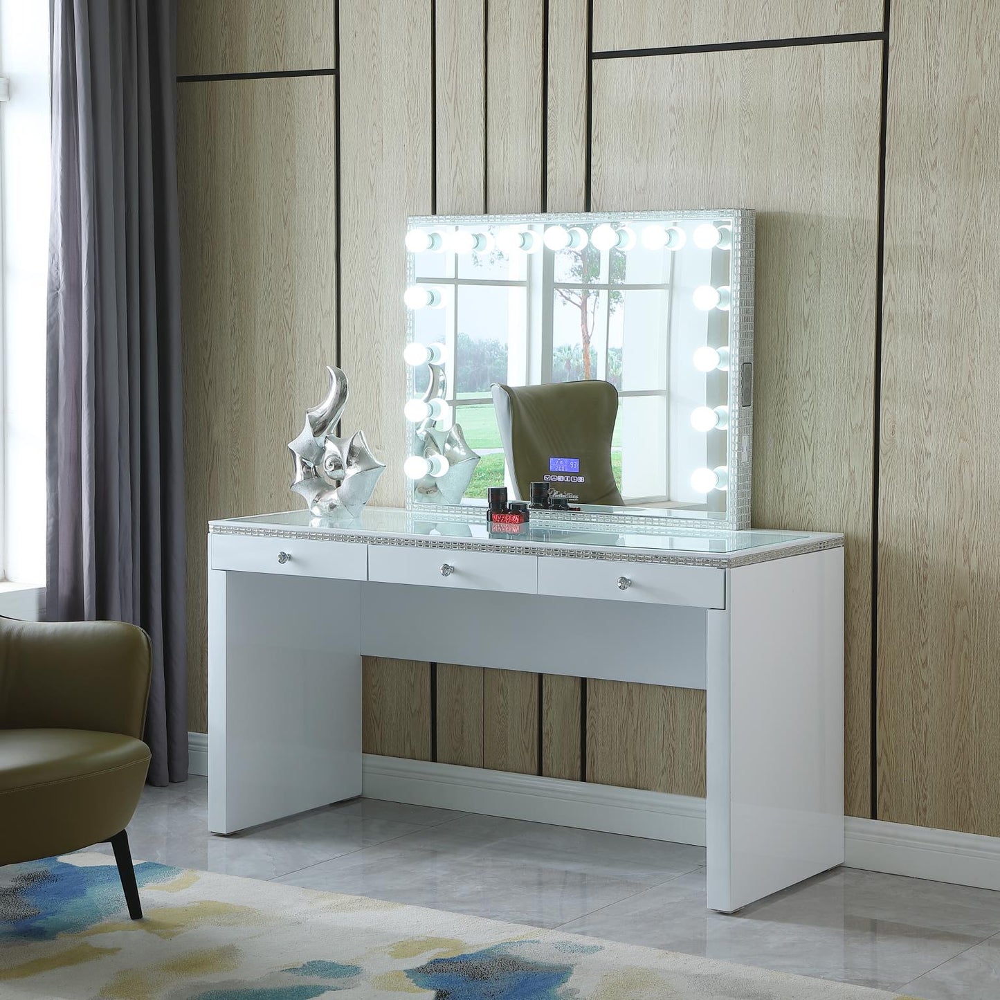 BRIELLE Vanity Desk with 3 Drawers White