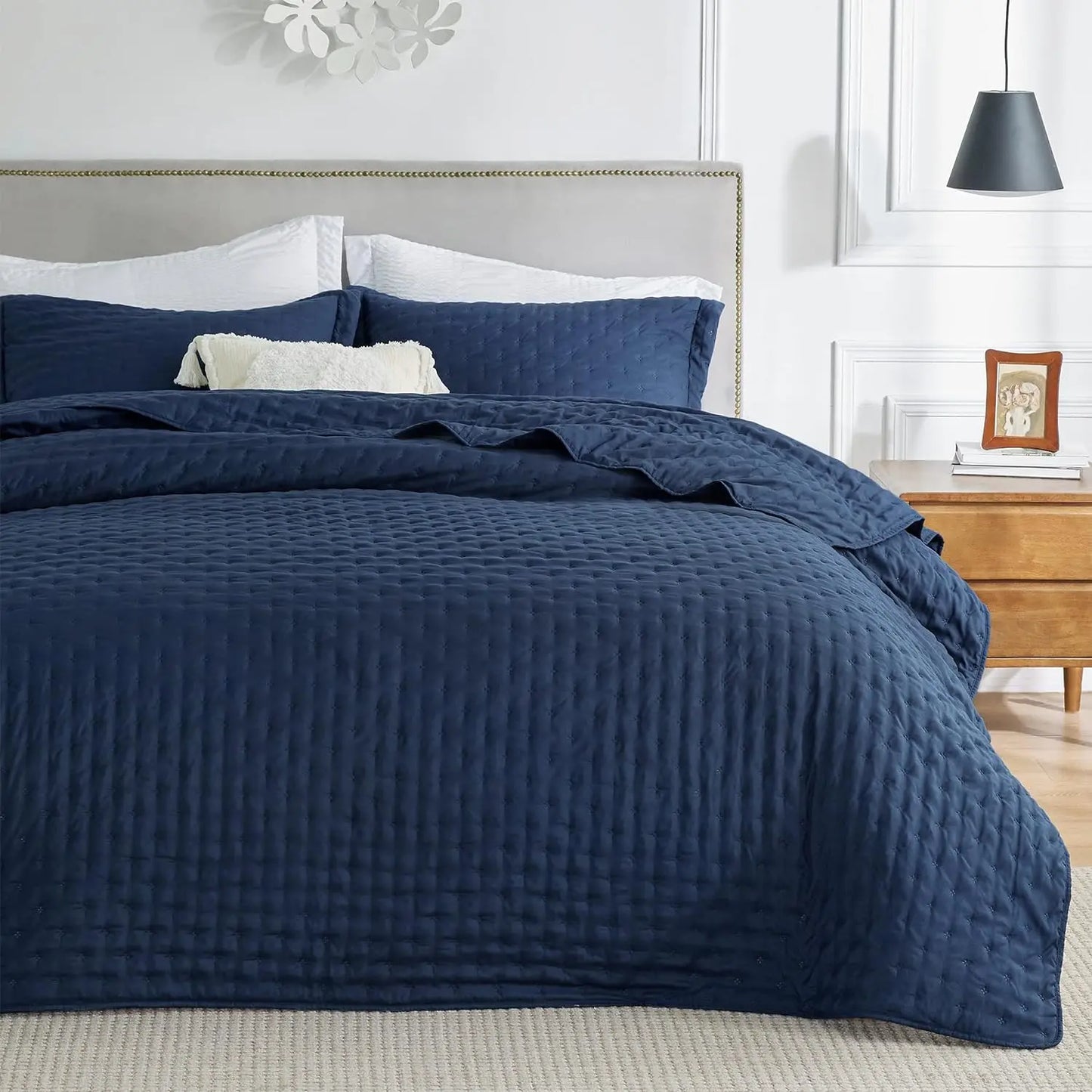 VERN Lightweight Extra Long Quilt Set Navy