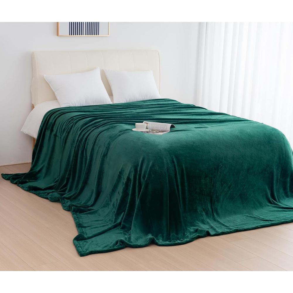 KIERAN Oversized Big Fleece Bed Blanket Green