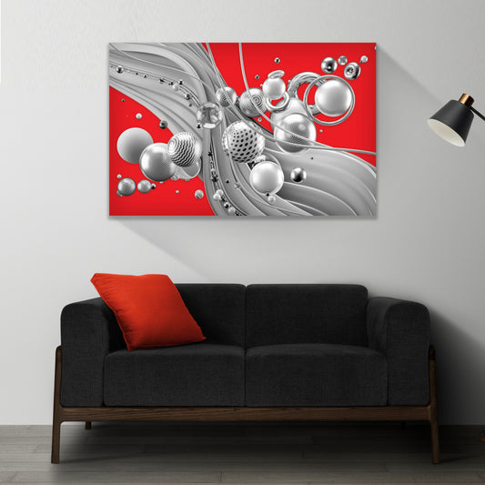 ODYSSEY Red 3D Abstract Elements Modern Wall Art