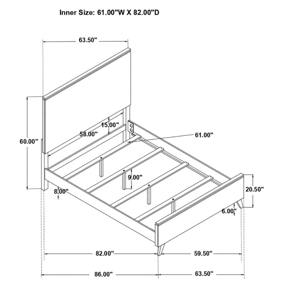 NATHAN Wood Queen Panel Bed