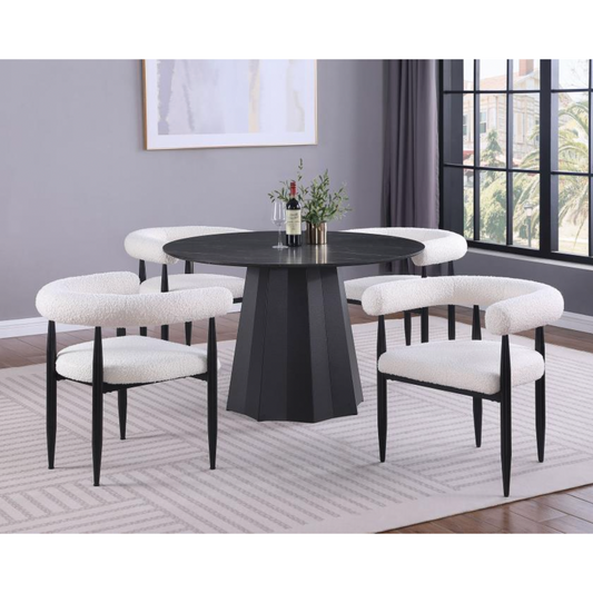 CAMDEN 5-piece Round Faux Marble Top Dining Table Set