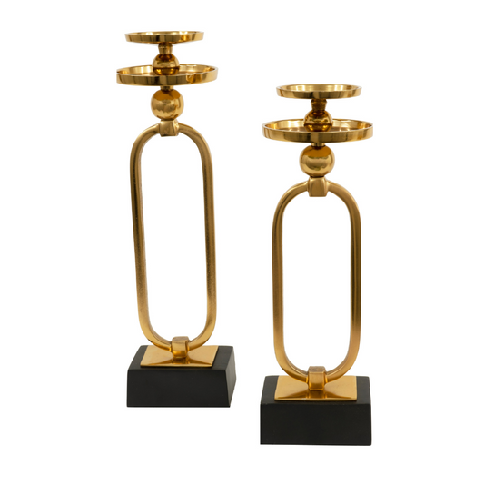 ZEO 2pc Candle Holder Set Gold