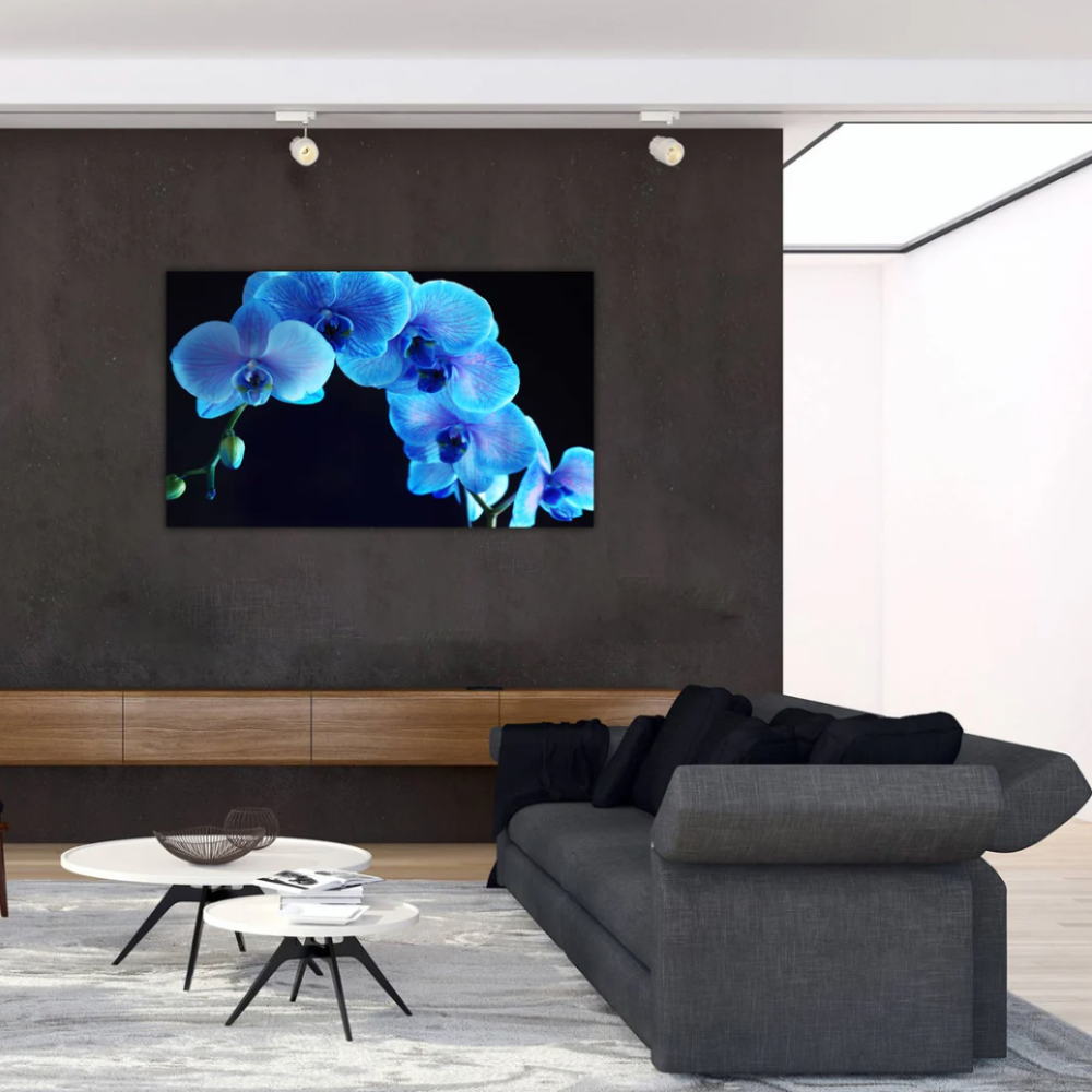 CALVIN Blue Orchid Glass Wall Art