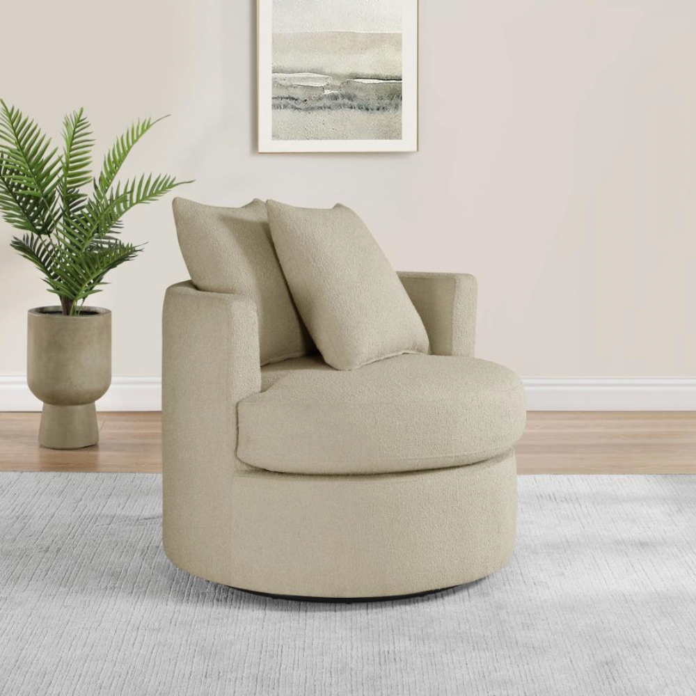 DEBBIE Upholstered Swivel Accent Chair Camel