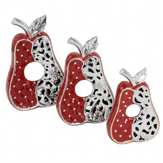 GORDON 3pc Pear Set Kitchen Decor Red