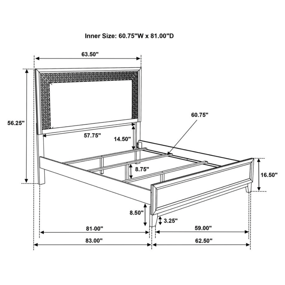 VALENCIA Wood Queen Panel Bed Black