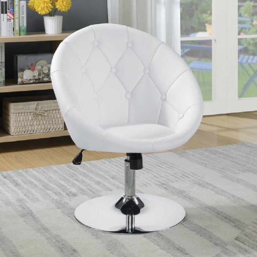 White tufted swivel online chair