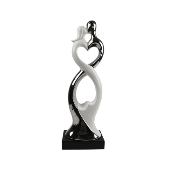 RILEY Silver & White Heart Couple Sculpture