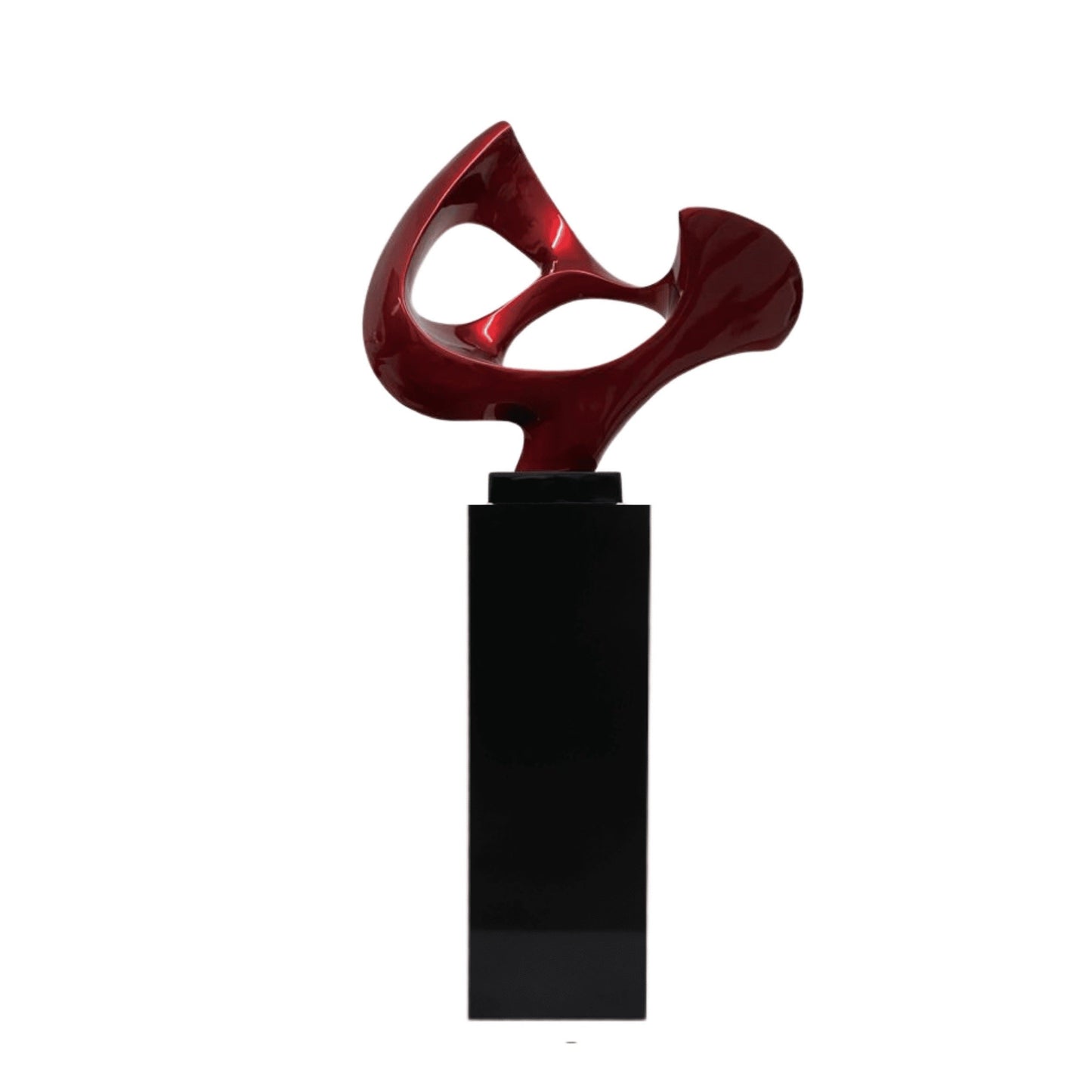 SHIVA 54" Metallic Red Abstract Mask Floor Sculpture With Black Stand