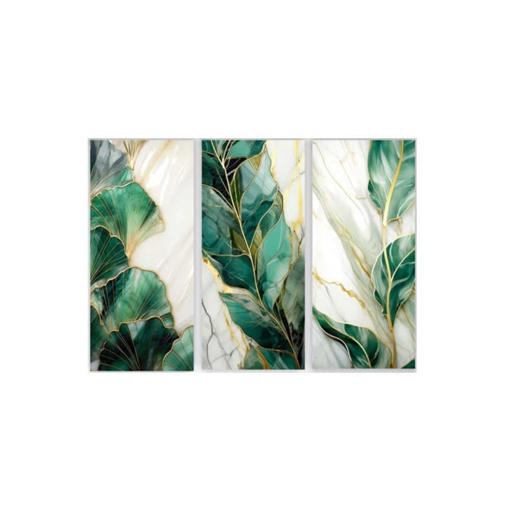 CALISTA Glam Green and Gold Modern Wall Art