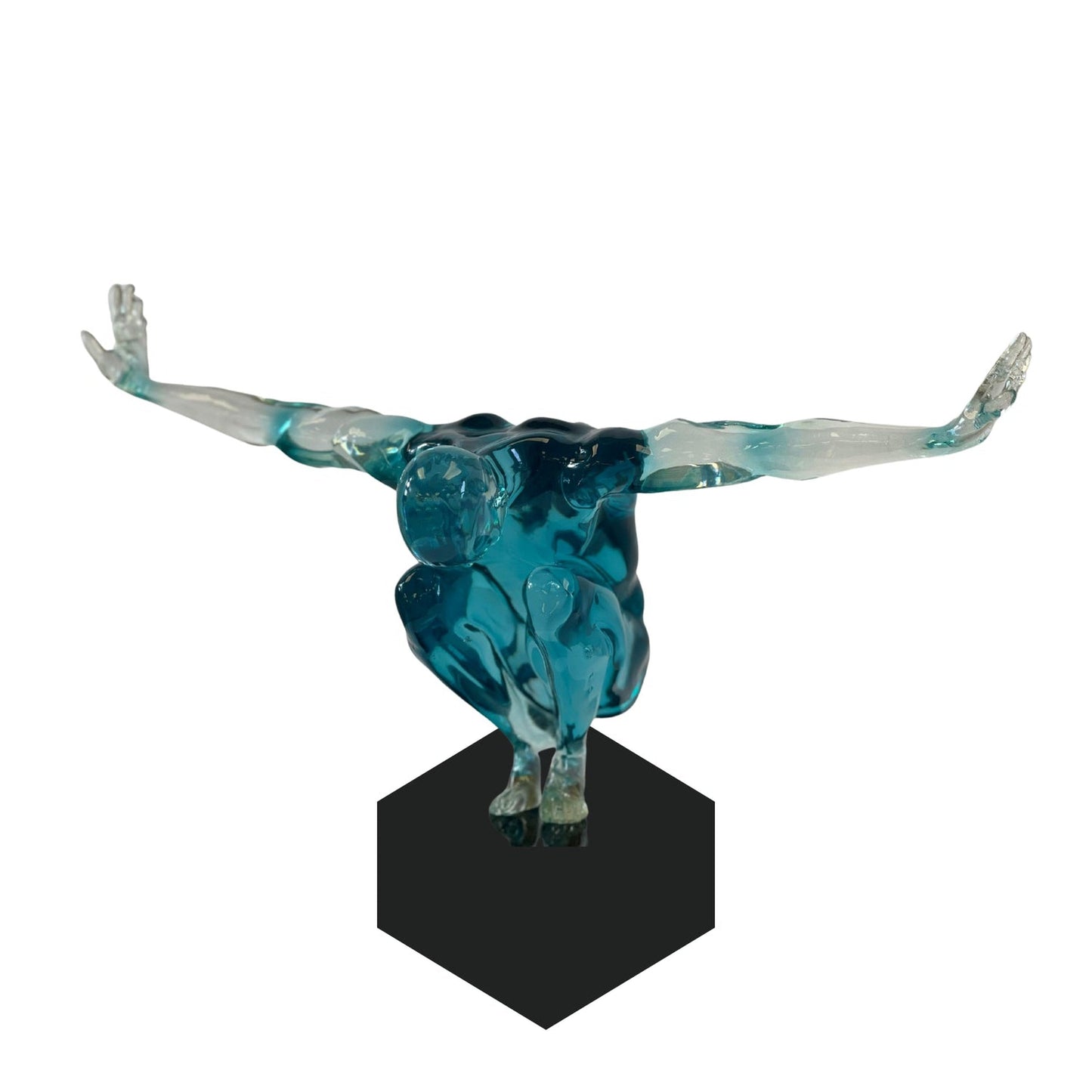 KAEL 11" Saluting Man Sculpture Clear Blue